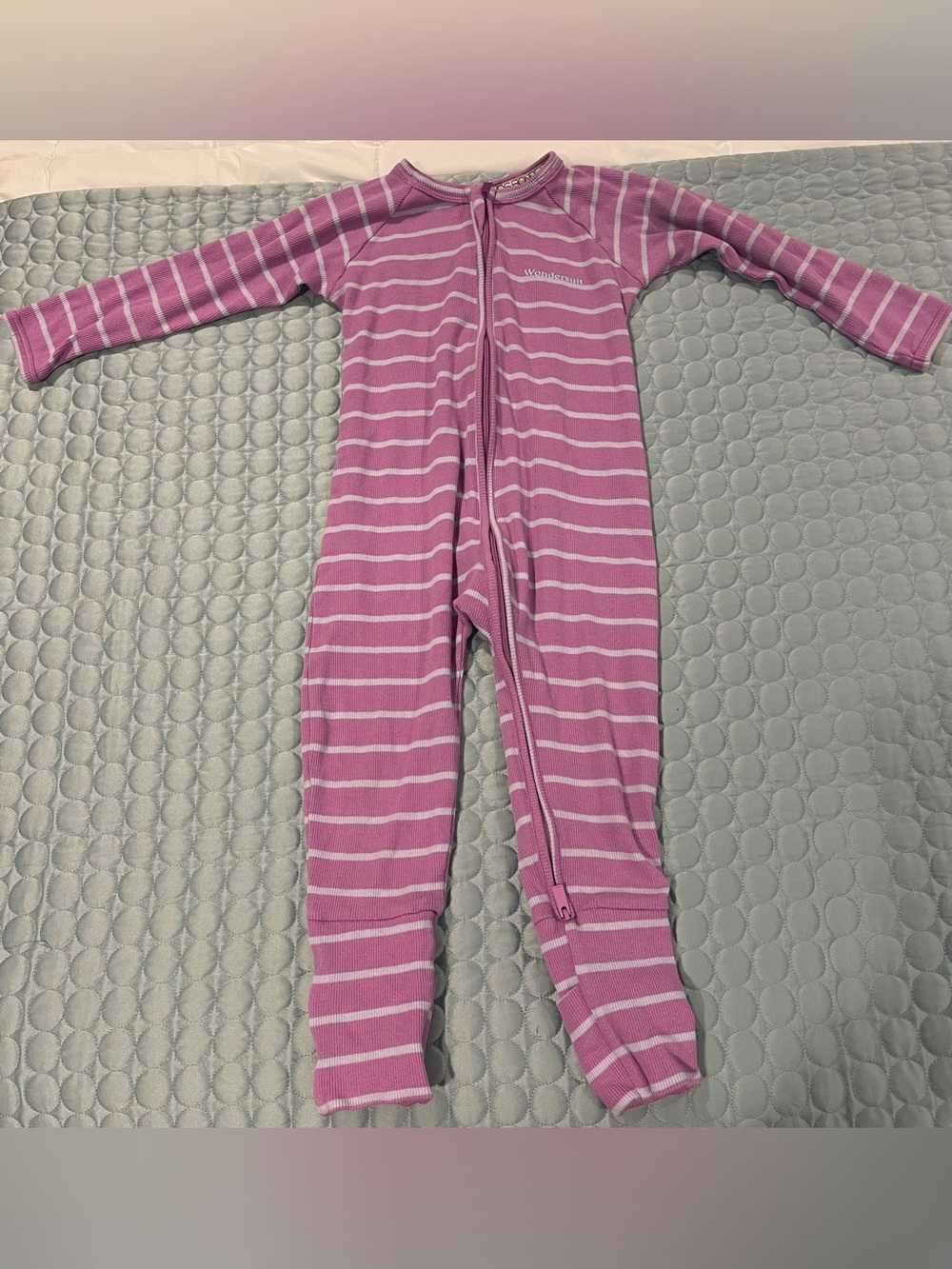 Bonds Wondersuit Australia Purple White Stripe Zip Footie 18-24m Sz 2 Cotton